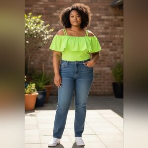 Lime Green Off-Shoulder Women's Top